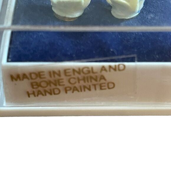 Vintage Floral Bone China Earrings Lot Of 3 Two Pierced & One Clip On England - Picture 3 of 10